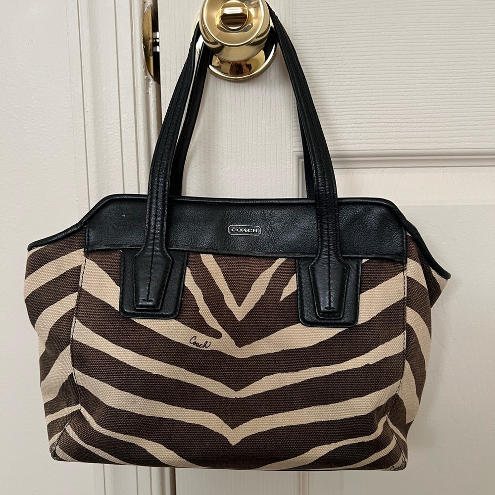 Coach Zebra Stripe Tote in Brown and Black